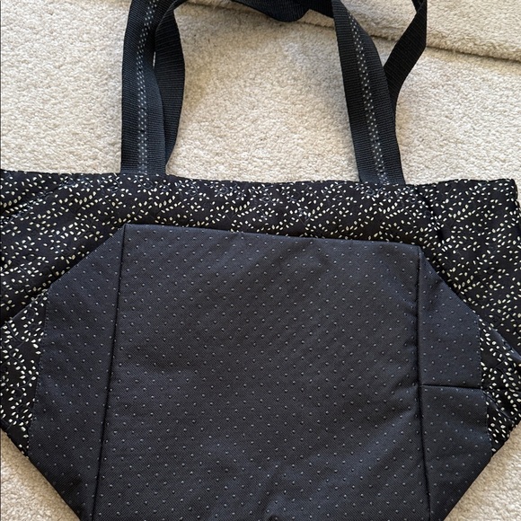 Goody Stylish Large Black Tote Bag with Green and Red Rose Accents - Picture 5 of 7